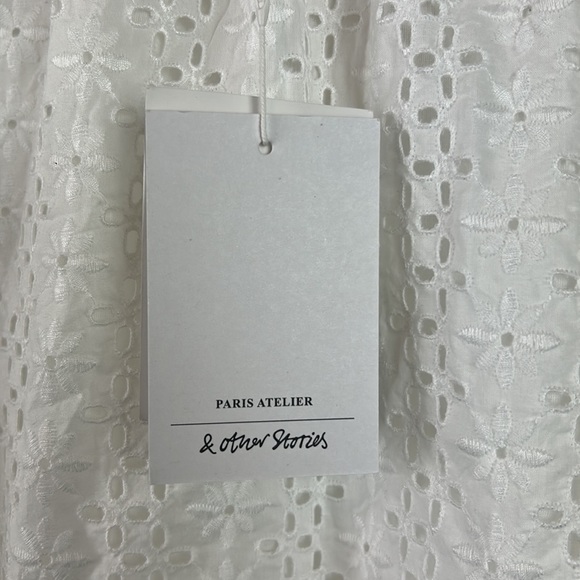 NWT Paris Atelier & other stories white eyelet mini cotton dress 6 - Picture 7 of 11